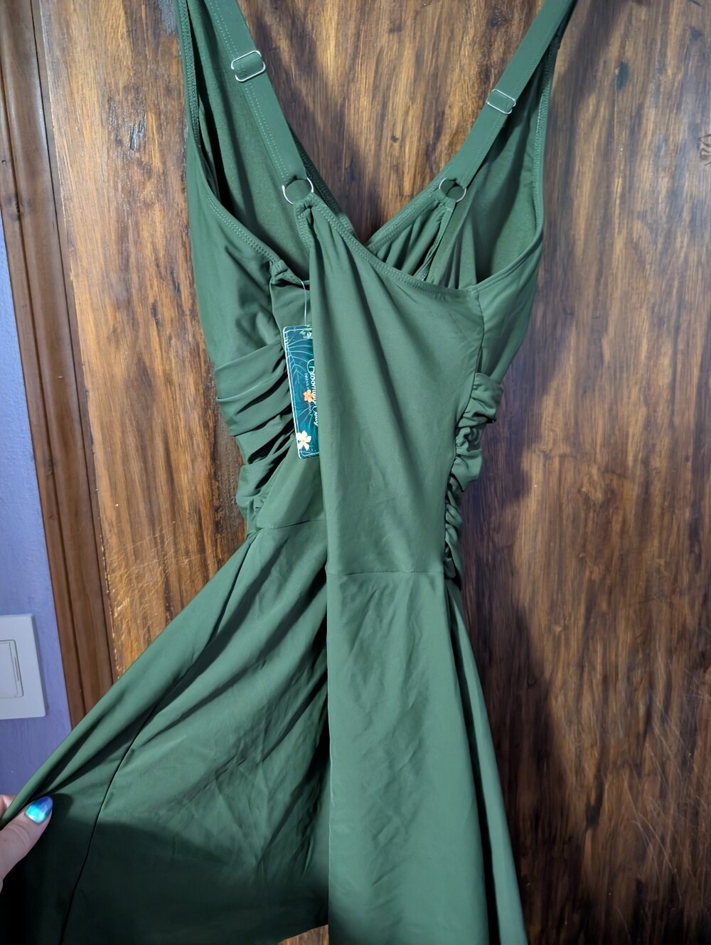 Blooming Jelly Plus Size One Piece Tummy Control Swim Dress Sz XXL Wide Strap